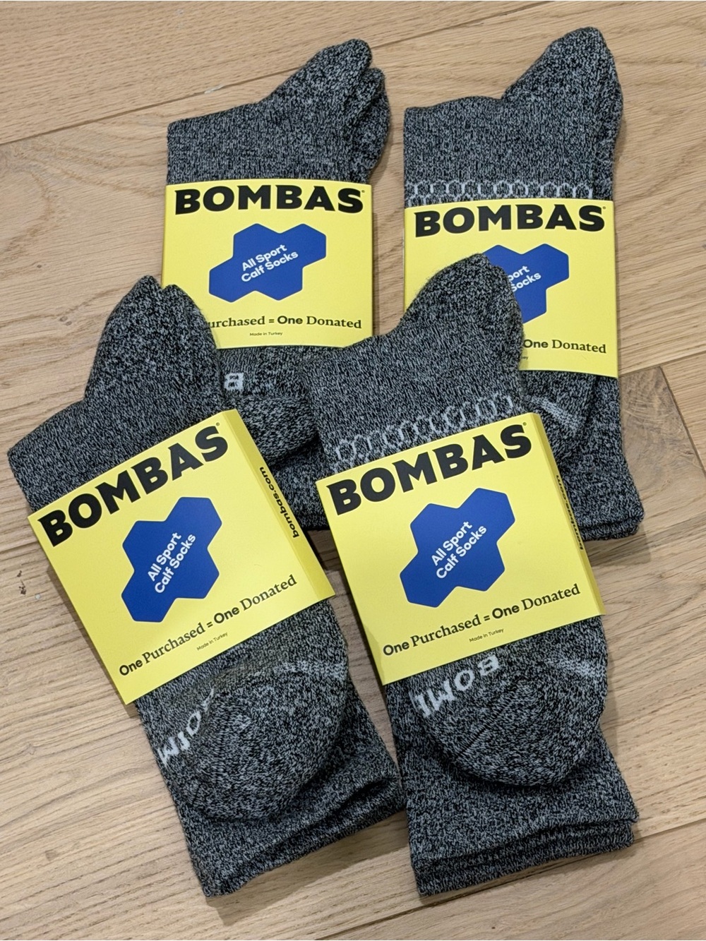 Bombas Men's Charcoal Gray Athletic Calf Socks - 4 Pack